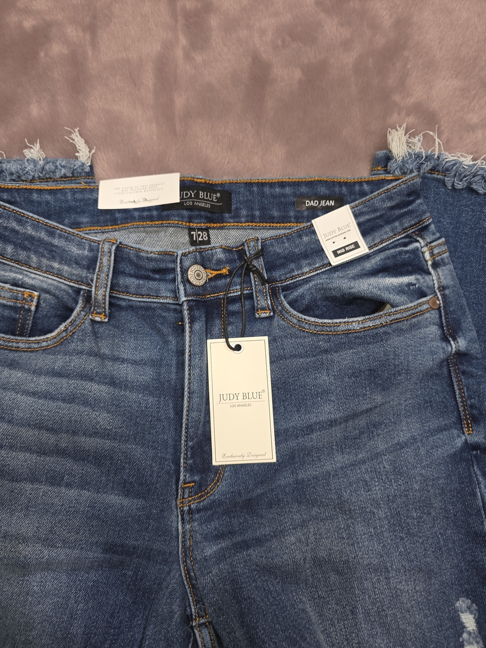 Judy Blue Women's Blue Dad Jeans - Classic Mid Wash